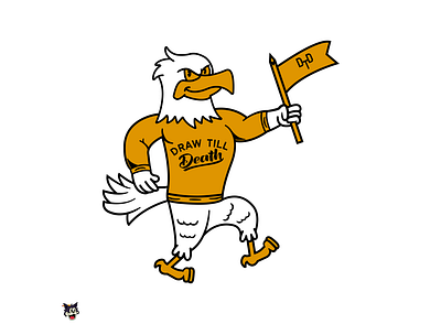 Draw till death badge design drawing eagle flag illustration vector