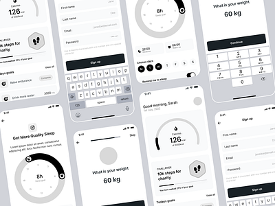 Fitness Tracking App Wireframes activity app design fitness fitness tracker ios app mobile app ui ux wireframe wireframes