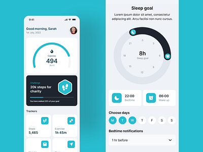 Fitness Tracking App - HiFi activity app design fitness fitness app fitness tracking ios app mobile app sleep tracking ui ux