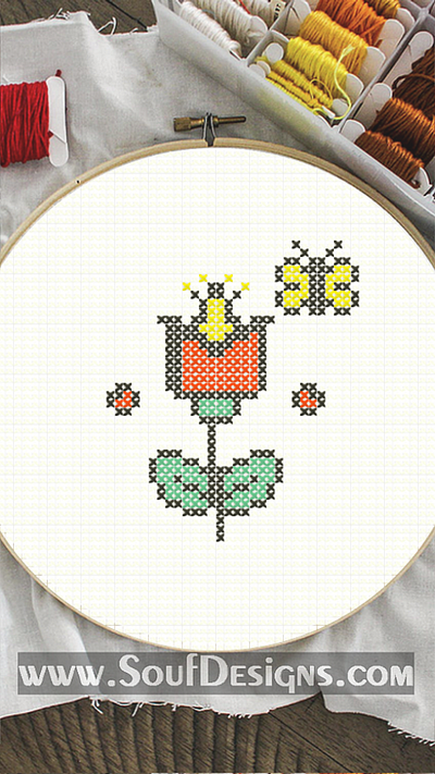 Red Rose Embroidery Cross Stitch Pattern embroidery