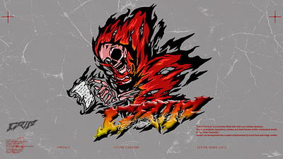 GRIM CHRONICLE art branding chronicle dark dead death design flame graphic grim illustration red skull vector