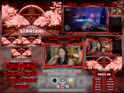 Japan Torii Gate | Animated Twitch Overlay Package 3d animation branding graphic design motion graphics