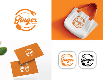 Ginger Restaurant- Restaurant Logo - Hotel Logo app logo best logo branding branding logo circle logo corporate branding hotel logo illustration logo logo folio logo mark logo sei modern logo restaurant logo