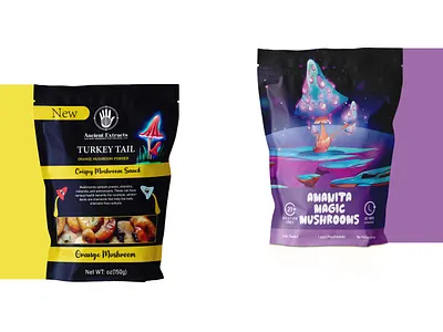 CANDY MUSHROOM GUMMY POUCH PACKAGING DESIGN branding candy design graphic design gummy illustration label design mushroom packaging pouch weed