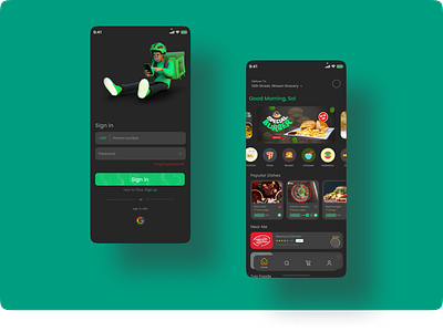 Food App Dark Theme authentication dark mode dark theme food app food delivery sign in uiux