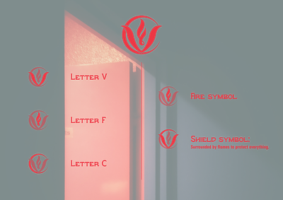 VFC branding design fire logo graphic design illustration logo protection fire red shield typography vector