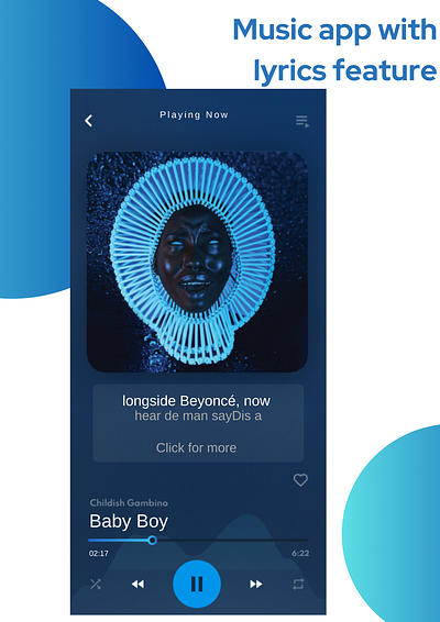 Music app with lyrics app design design ui