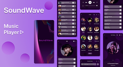 Music player - SoundWave app branding color gradient design ui ux