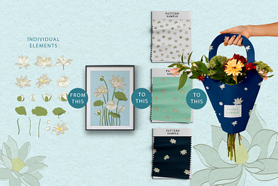 Floral elements design graphic design illustration pattern poster vector