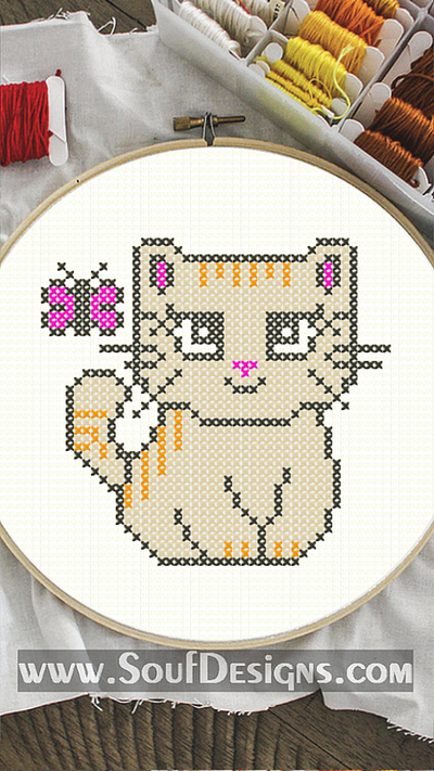 Cute Kitten Embroidery Cross Stitch Pattern embroidery