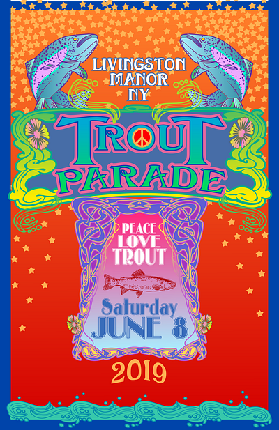 Trout Parade, 2019 advertising design digital art illustration logo psychedelic vector