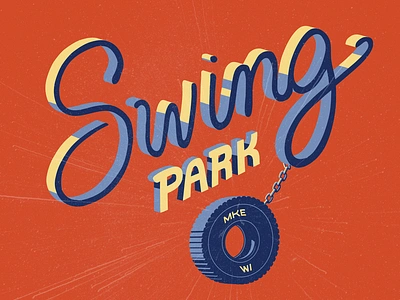 Lettering for MKE's Swing Park calligraphy graphic handdrawn illustration lettering logo milwaukee mke park quinn sean shirt studio stylized swing vector wi wisconsin