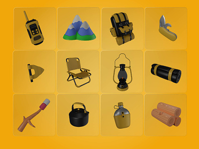 Travel and Camping 3d icon asset 3d 3d icons blender camping camping 3d icon camping and travel camping asset camping design camping icons camping illustrations hiking illustrations holiday icons illustration summer tent trip trip icon ui ux