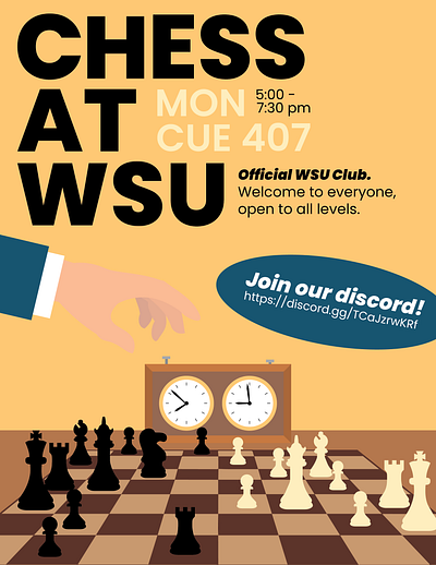 Chess at WSU chess design illustration poster print