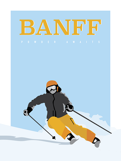 Powder Awaits banff canada design illustration mountains poster powder ski