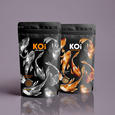 Koi Fish Tablet Packaging Design branding digital illustration fish food graphic design identity design illustration logo marketing mockup organic package design pouch design retail typography