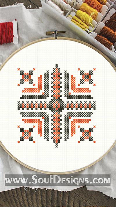 Red Traditional Embroidery Cross Stitch Pattern embroidery