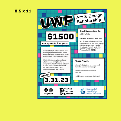 UWF Art & Design Scholarship Advertisments advertisement brand color theory design flyer graphic graphic design illustrator marketing poster retro social media vector