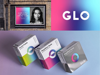 GLO brand guidelines branding campaigns gradients graphic design logo oral health packaging rebrand strategy thermogrpahic typography