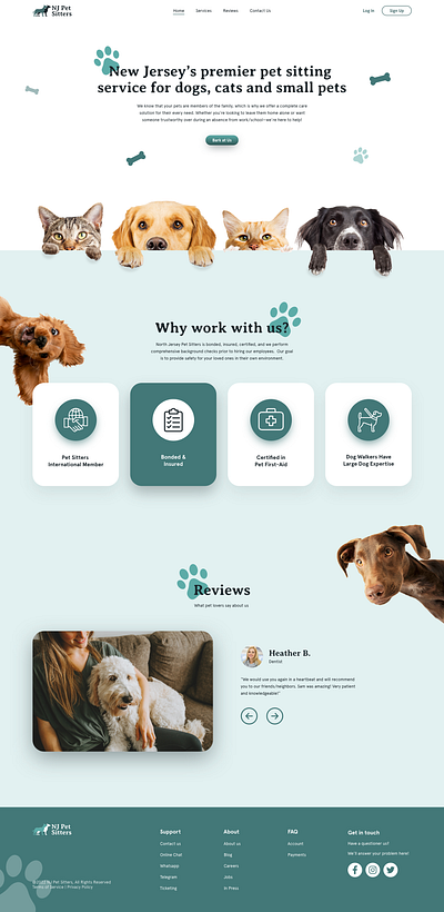 Pet sitter landing page design landingpage typography ui ux webdesign