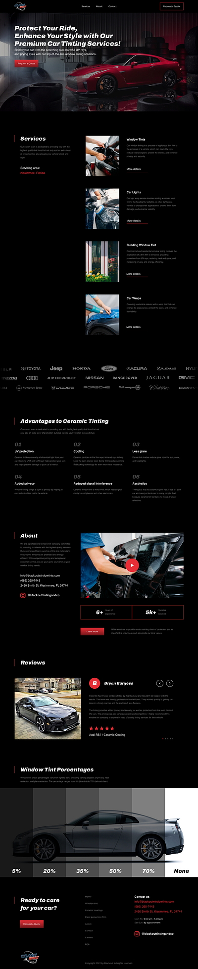 Window Tint Web design design landingpage typography ui ux webdesign