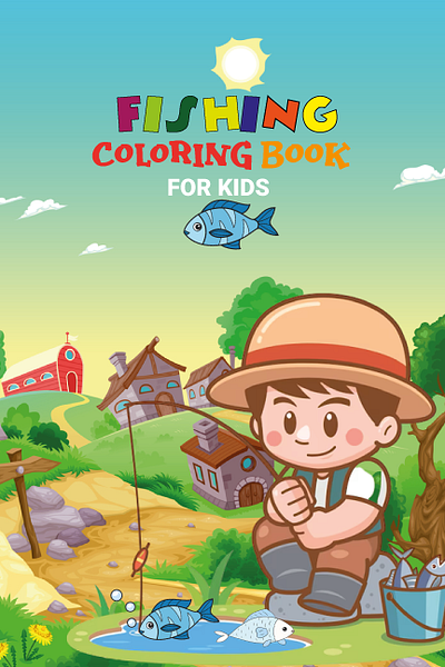 FISHING COLORING BOOK KIDS amazon design flyer graphic design illustration kdp kdp book cover logo motion graphics poost design