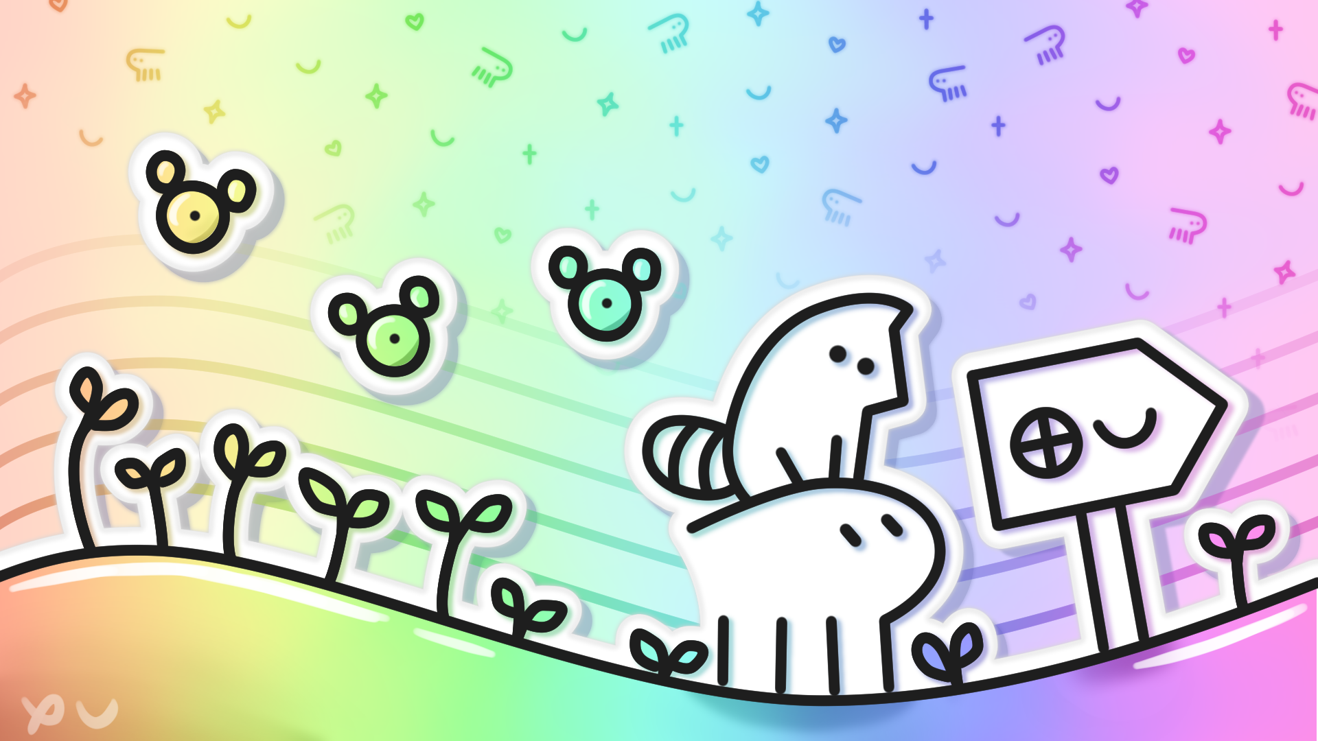 discord server banner (ma pona pi toki pona) banner branding clean cute design graphic design illustration logo pastel rainbow
