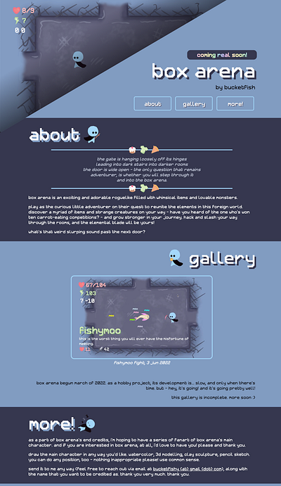 box arena - project website branding cute design game homepage pixel retro web design website