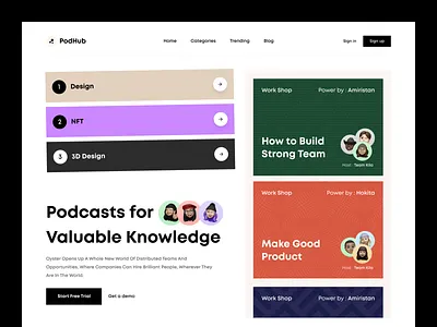 Podcast Header UI audio b2b hero section home screen landing live streaming minimalist podcast podcast ui podcast website podcasters podcasting radio saas saas website spotify saas ui ux web web ui