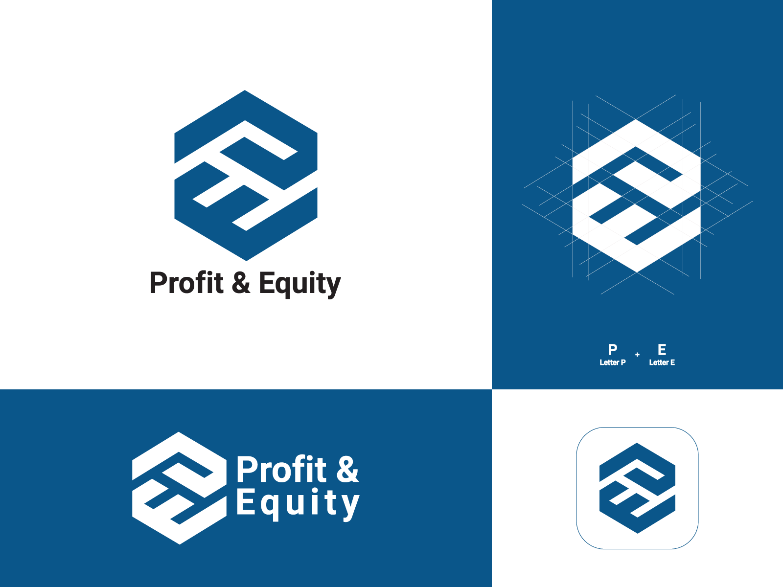 Pe monogram logo with abstract square around Vector Image
