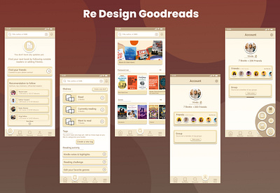 Re Design Goodreads, Online Rating Books Apps app book online redesign ui ux