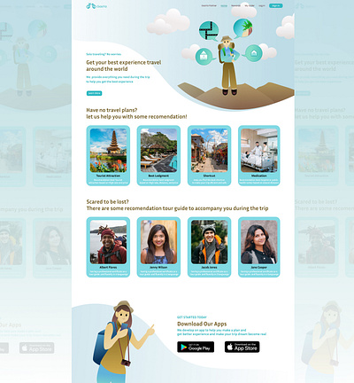 GasYa Online Travel Application app design illustration landing page travel ui ux