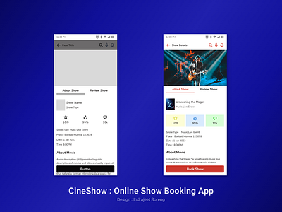 Cineshow : Online Movie Ticket Booking App Event Show Deatails U branding graphic design ui