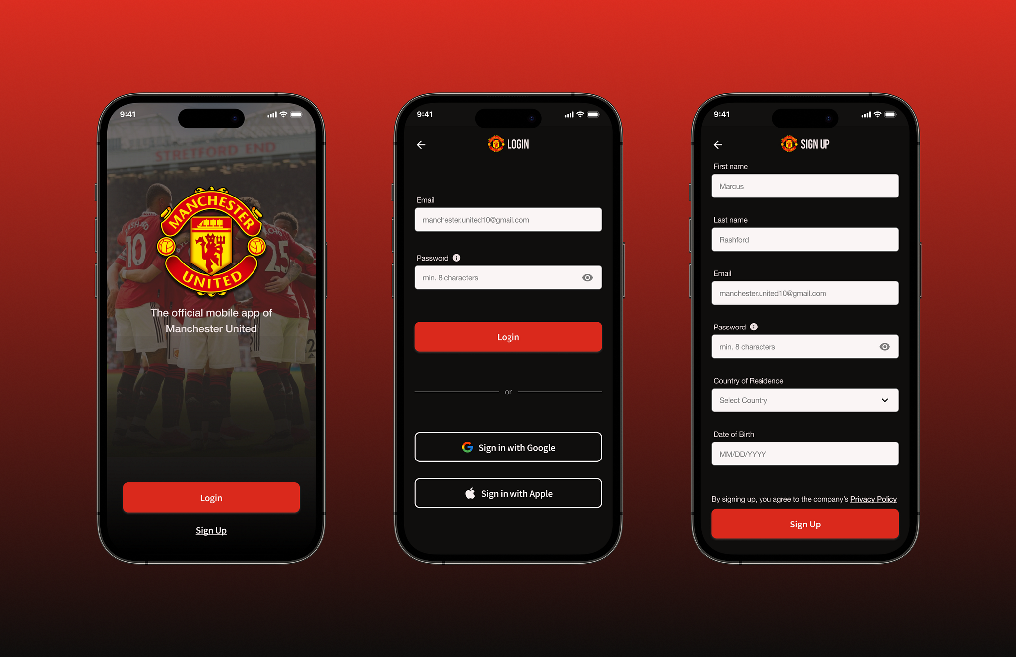 Manchester United Login/Sign Up by Ian Craig on Dribbble