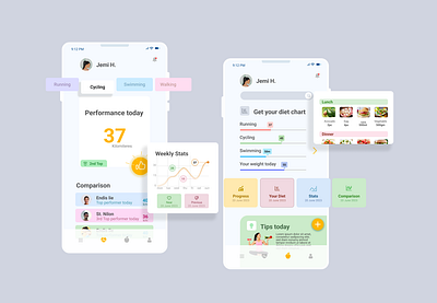 Colorful app ui design ( Diet & fitness app ) app design app ui design app ux design colorful app ui design diet fitness app fitness fitness planner app design multicolor app ui design ui design ui ux design