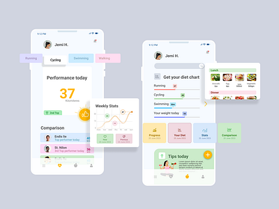 Colorful app ui design ( Diet & fitness app ) app design app ui design app ux design colorful app ui design diet fitness app fitness fitness planner app design multicolor app ui design ui design ui ux design