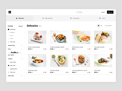 Food listing app design product ui ux