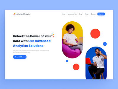Advanced Analytics analytics web ui banner design banner ui blue figma red saas ui uiux ux web design website