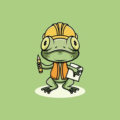 Cute Frog Project Workers Illustration graphic design success ui