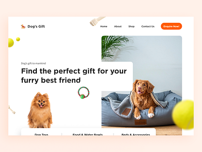 Dogs Gift banner design dog toys dogs ecommerce figma online store orange pet store pets ui uiux ux web design web ui design website woocommerce