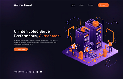 ServerGuard · Server Maintenance Landing Page Concept agency brand branding classic clean concept design home homepage interface landing page minimal minimalism minimalist orange purple ui ux web website