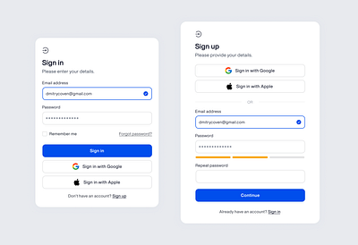 Sign Up / Sign In design interface sign in sign up user interface