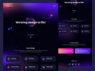 DesignSense Website Design adobexd appdesign branding colorful design dark theme dark ui design designsense figma graphic design illustration landing page landing page design logo ui uiux ux vivid colors webpage website design