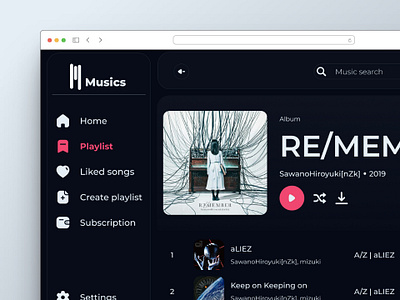 Music App UI dailyui desktop mobile music player ui