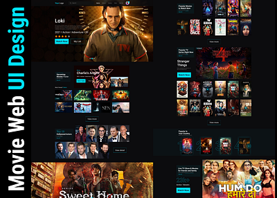 Custom Movie Website landing page UI Design. animation app appdesign design figma graphic design illustration mobile movie thumbnail design ui uidesign uiuxdesign userinterface web webapp webdesign website webui webuio