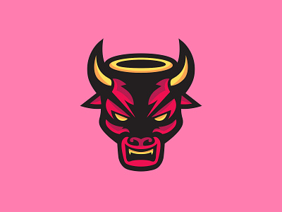 Sacred Bull angel animal branding bull demon devil esports heaven hell holy logo mascot red bull sports
