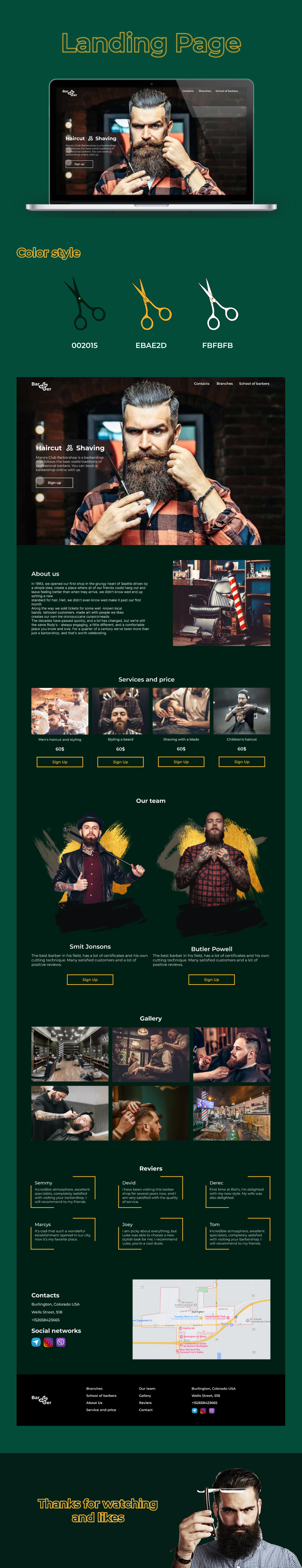 Landing page for Barber shop branding design illustration ui ui ux