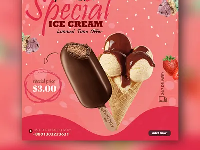 social media post ice-cream branding company graphic design icecream logo office social media post