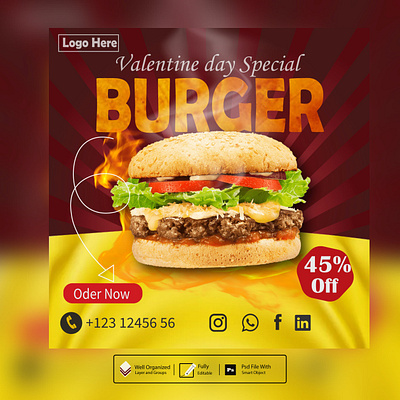 social media post burger branding burger company graphic design illustration logo office social media post