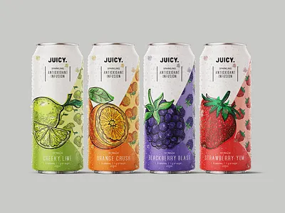 JUICY Bottle & Packaging Design brand design branding design flat graphic design illustration logo packaging product design typography ui vector
